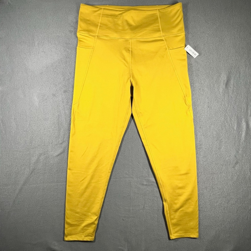 NWT Core 10 Mustard High-Rise Stretch Pocket Leggings Women's 2X Lounge Fit